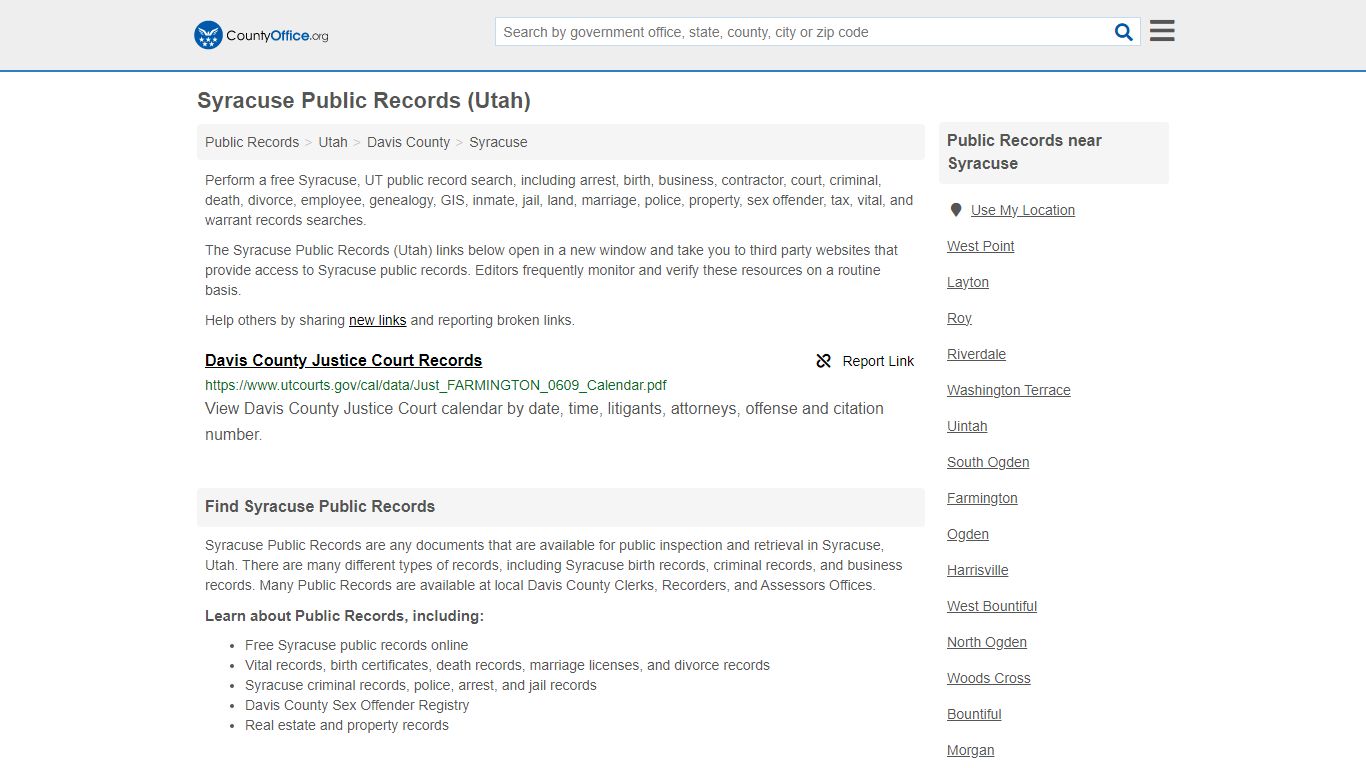 Public Records - Syracuse, UT (Business, Criminal, GIS, Property ...